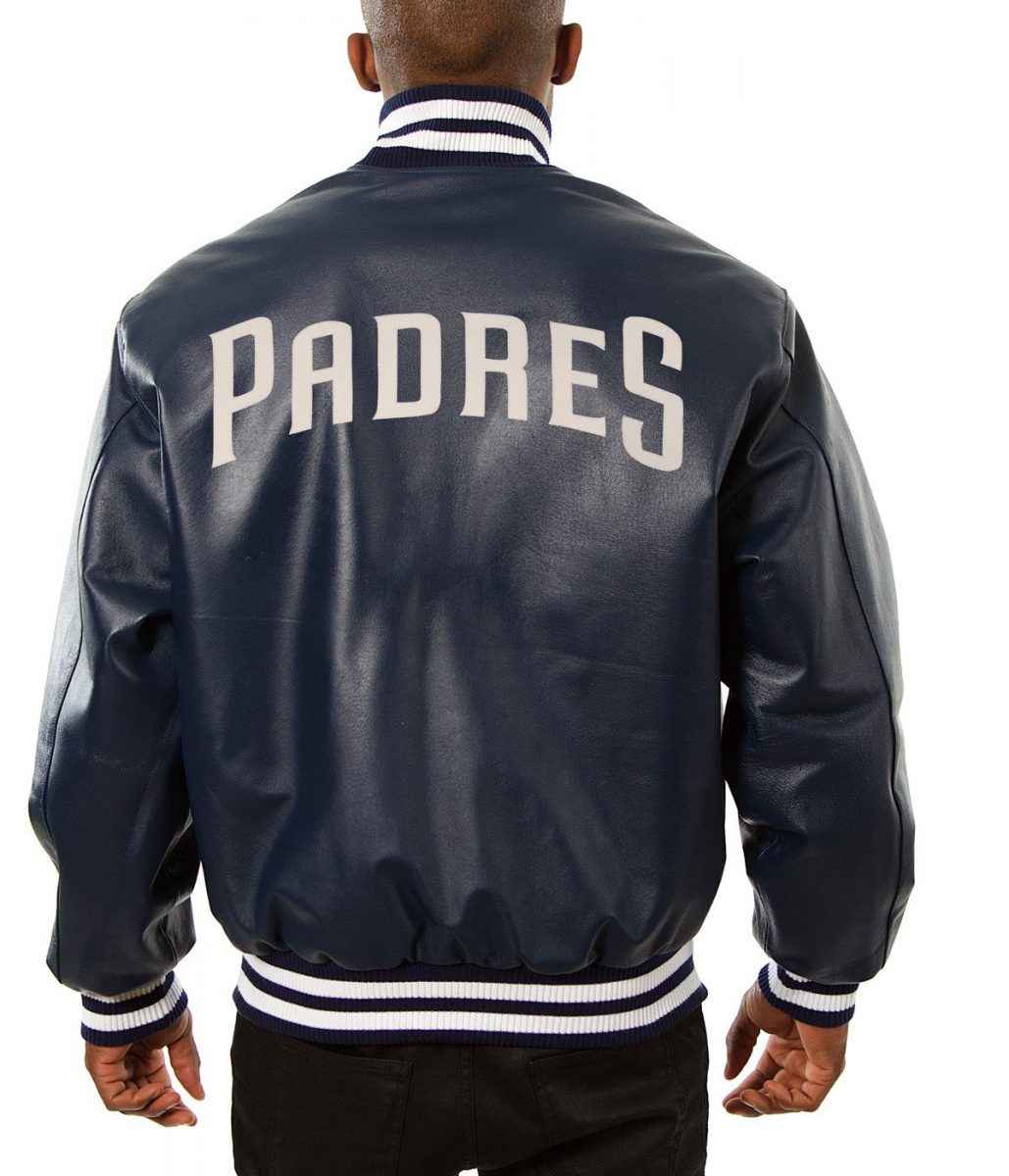 Varsity San Diego Padres Navy Blue Leather Jacket