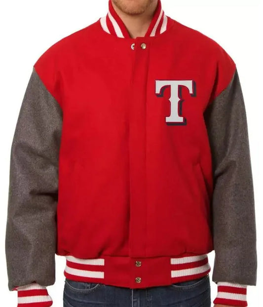 Texas Rangers Red Varsity Jacket – Front View