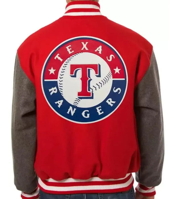 Texas Rangers Red Varsity Jacket – Back View