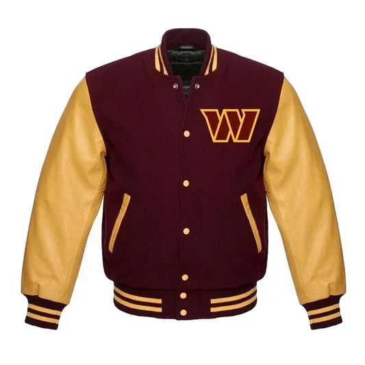 Washington Commanders Maroon Letterman Jacket – Front View