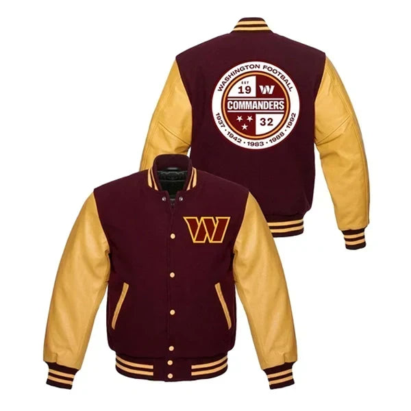 Washington Commanders Maroon Letterman Jacket – Side View