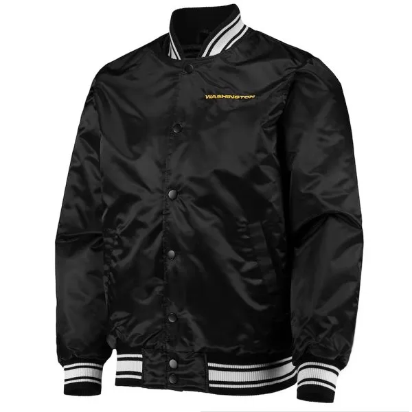 Washington Commanders Black Satin Jacket – Front View