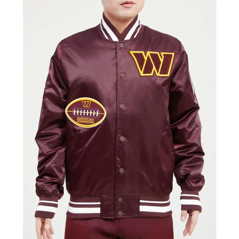 Washington Commanders Maroon Satin Jacket – Front View