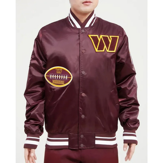Washington Commanders Maroon Satin Jacket – Front View