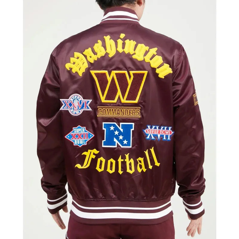 Washington Commanders Maroon Satin Jacket – Back View