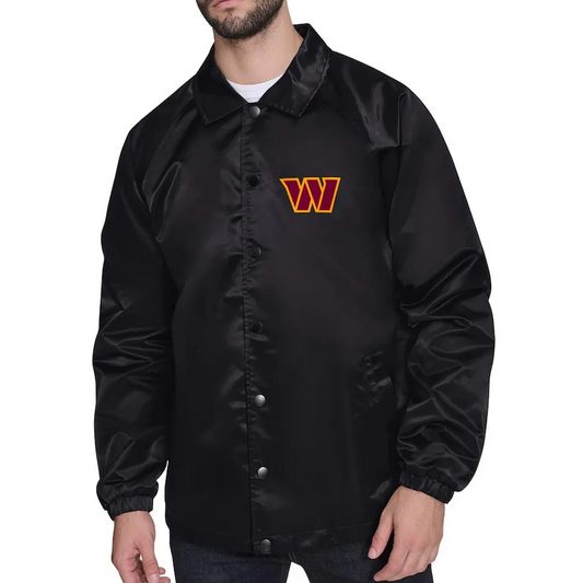 Washington Commanders Printed Logo Raglan Gray Coaches Jacket