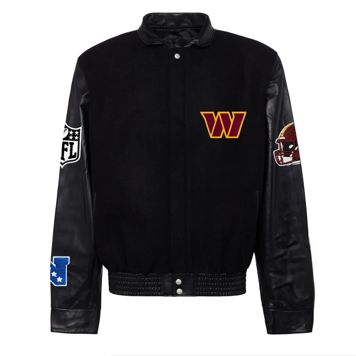 Washington Commanders Black Varsity Jacket – Front View