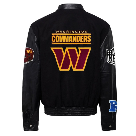 Washington Commanders Black Varsity Jacket – Back View