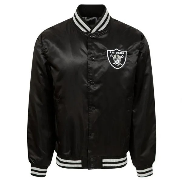 Las Vegas Raiders Black Satin Jacket – Front View