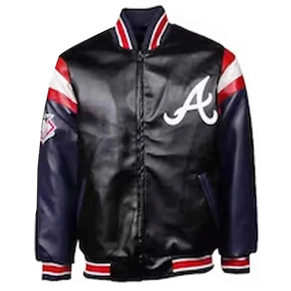 Atlanta Braves Navy and Black Varsity Leather Jacket