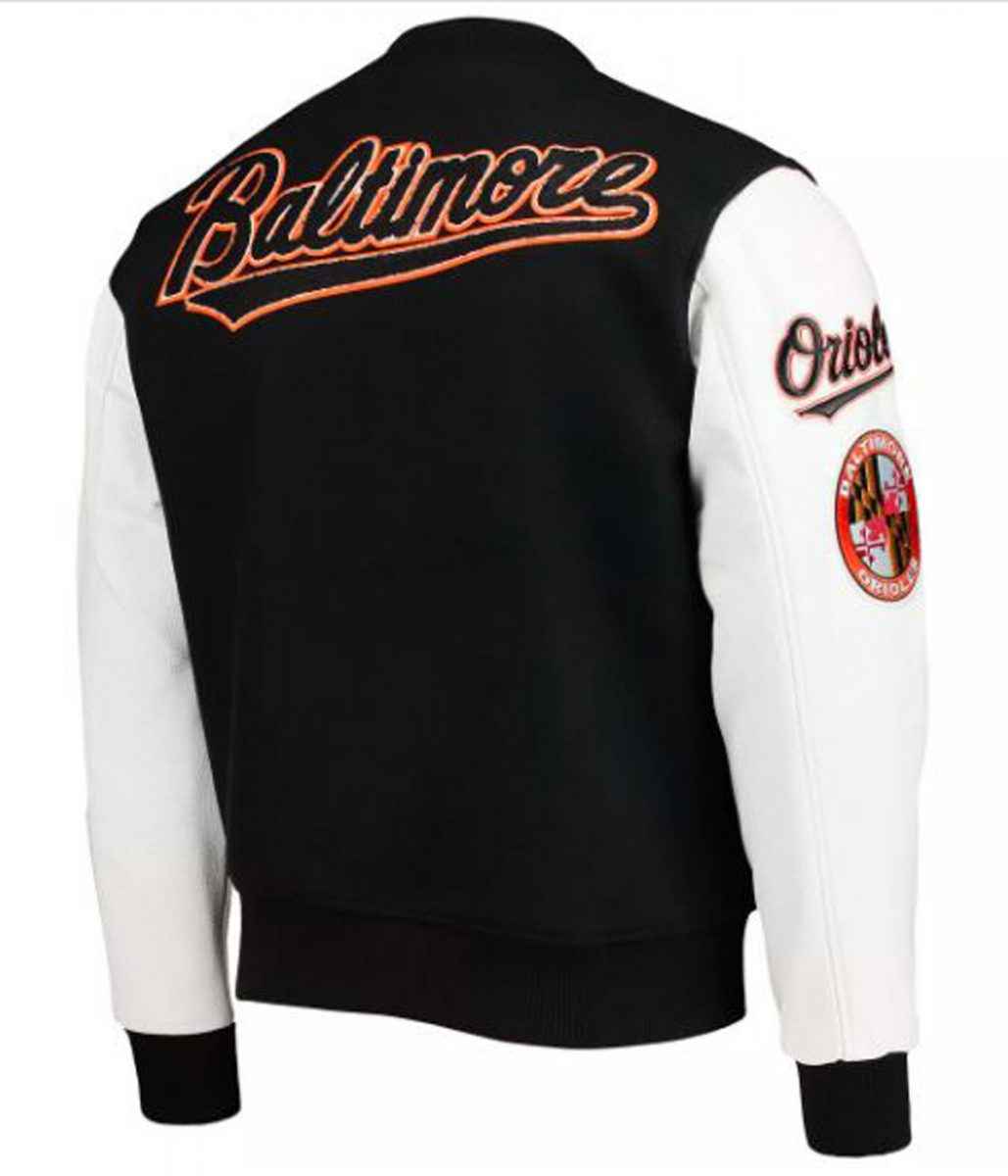 Baltimore Orioles Black and White Letterman Jacket