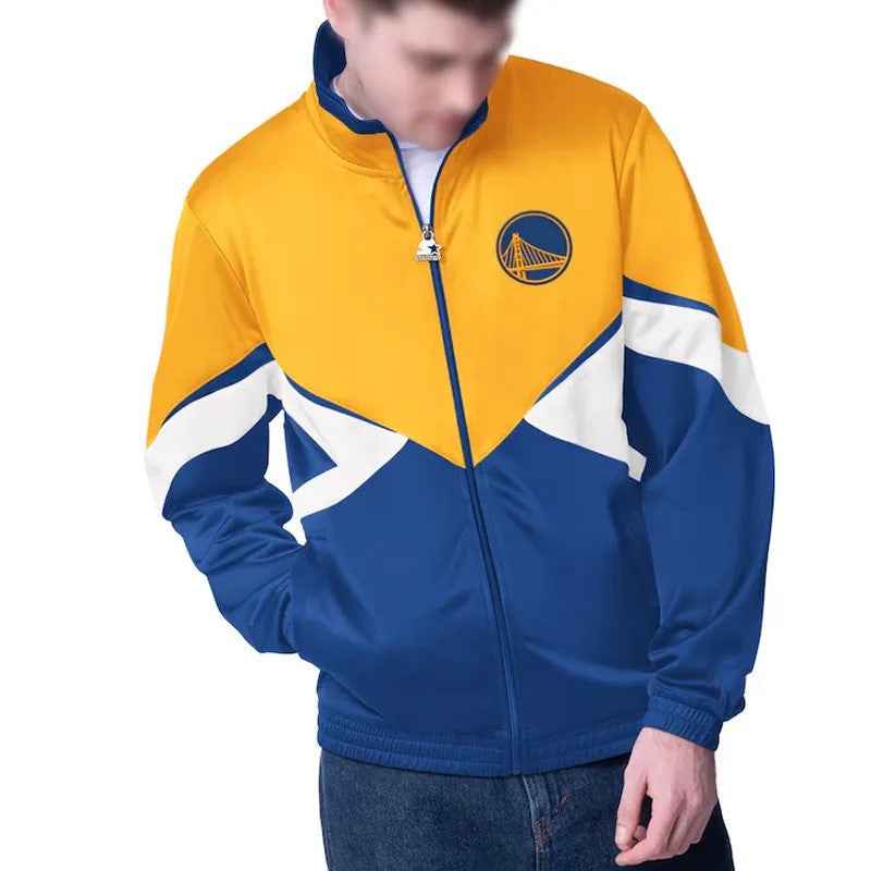Golden State Warriors Rush Applique Gold/Royal Full-Zip Track Jacket
