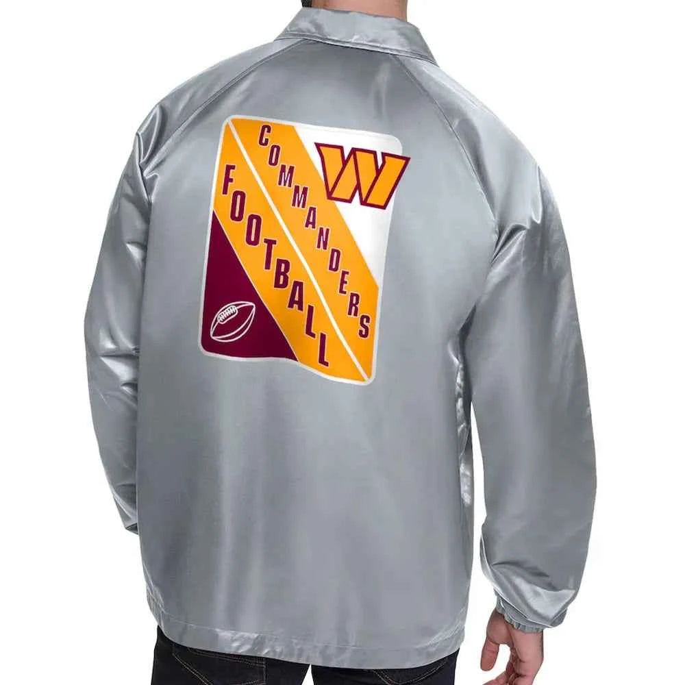 Washington Commanders Printed Logo Raglan Gray Coaches Jacket